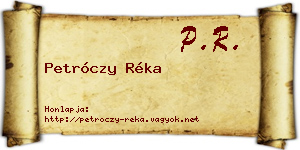 Petróczy Réka névjegykártya