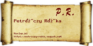 Petróczy Réka névjegykártya